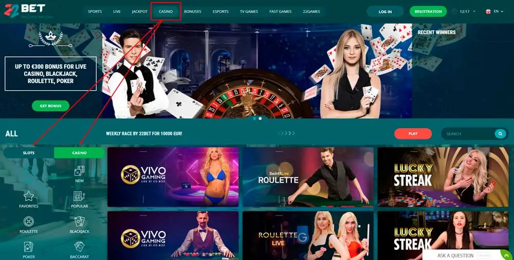 22Bet Casino Online